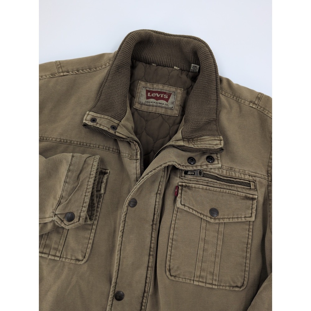 Levi's Military Field Trucker Canvas Quilted Men Jacket XXL Utility Multi Pocket